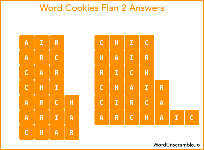 Word Cookies Flan 2 Answers