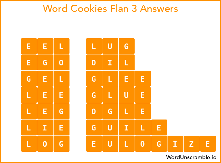 Word Cookies Flan 3 Answers