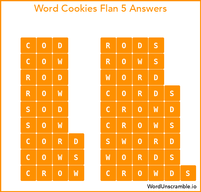 Word Cookies Flan 5 Answers