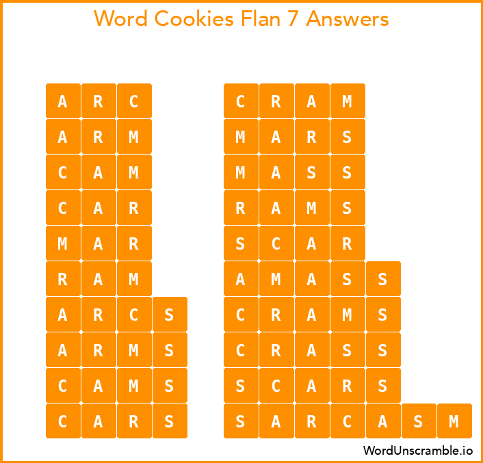 Word Cookies Flan 7 Answers