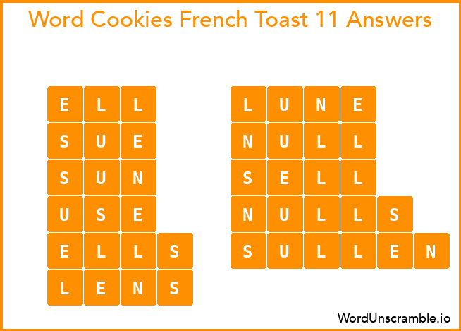 Word Cookies French Toast 11 Answers