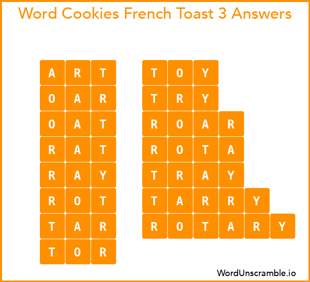 Word Cookies French Toast 3 Answers