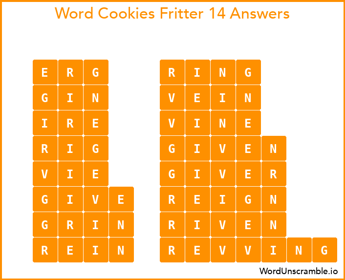 Word Cookies Fritter 14 Answers