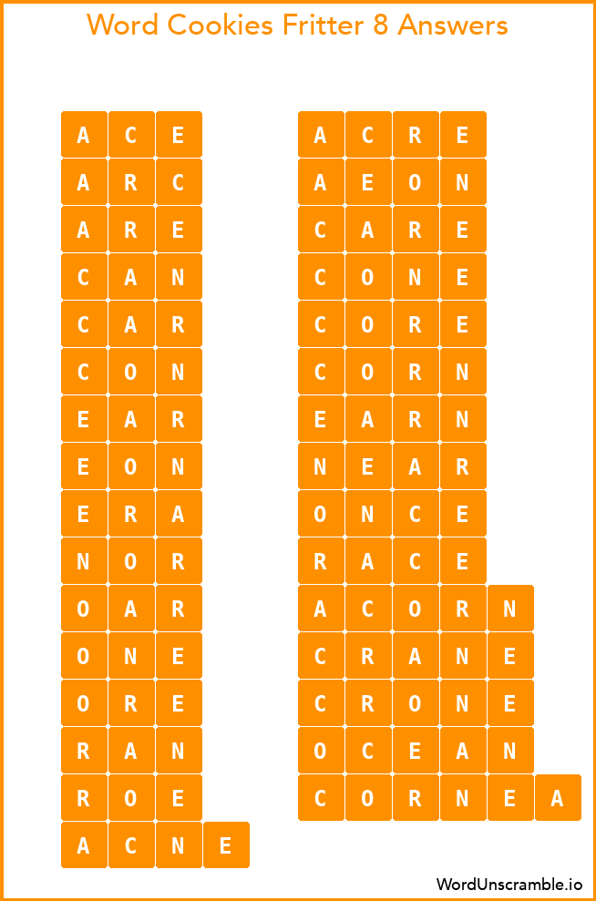 Word Cookies Fritter 8 Answers