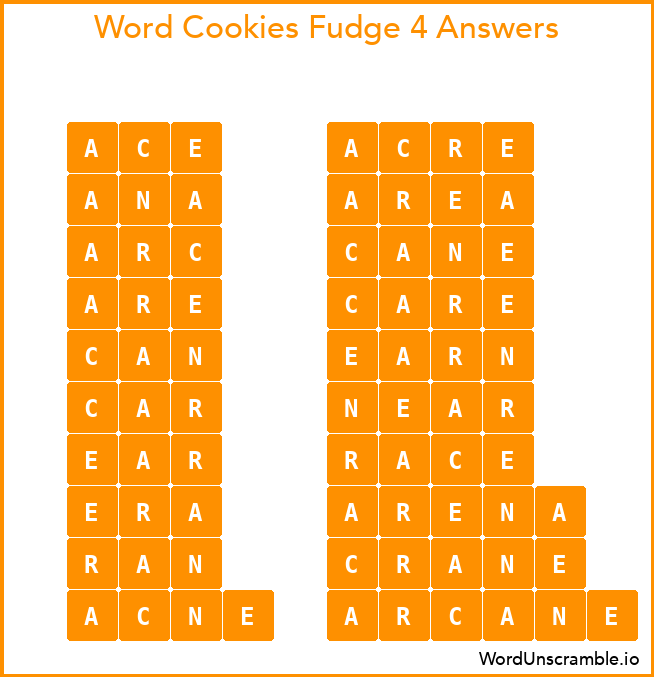 Word Cookies Fudge 4 Answers