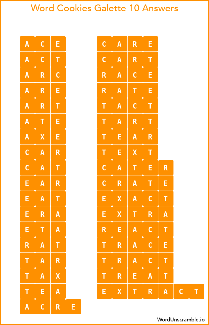 Word Cookies Galette 10 Answers