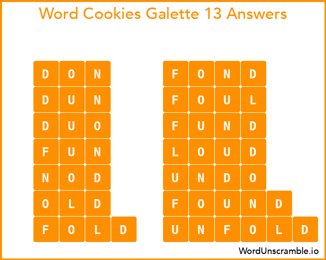 Word Cookies Galette 13 Answers