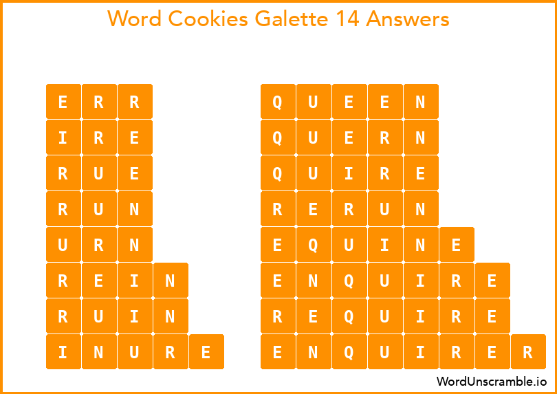 Word Cookies Galette 14 Answers