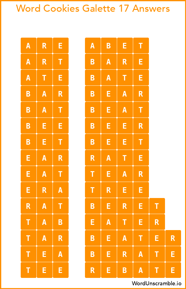 Word Cookies Galette 17 Answers