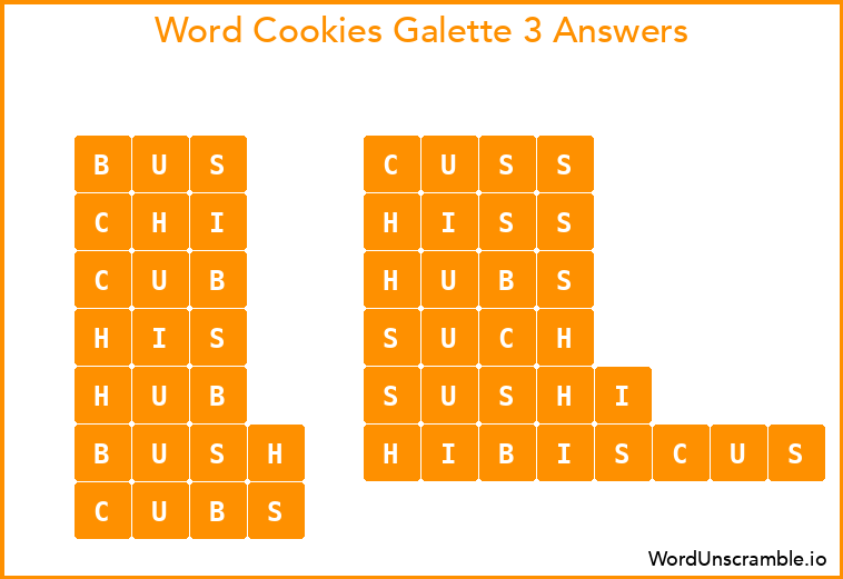 Word Cookies Galette 3 Answers
