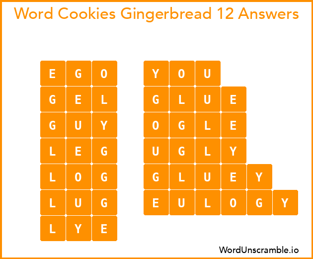 Word Cookies Gingerbread 12 Answers