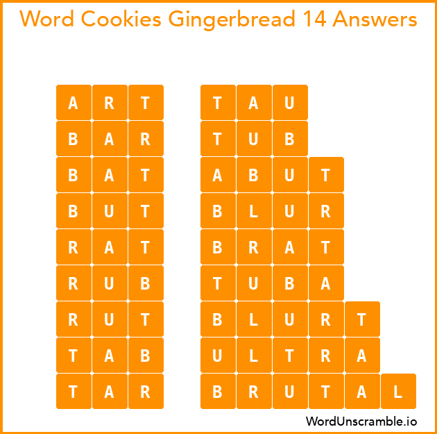 Word Cookies Gingerbread 14 Answers