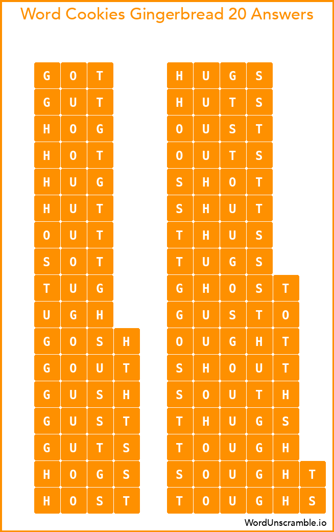 Word Cookies Gingerbread 20 Answers
