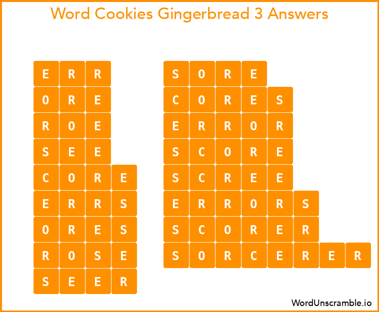 Word Cookies Gingerbread 3 Answers
