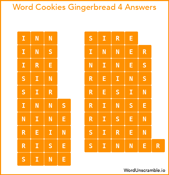 Word Cookies Gingerbread 4 Answers