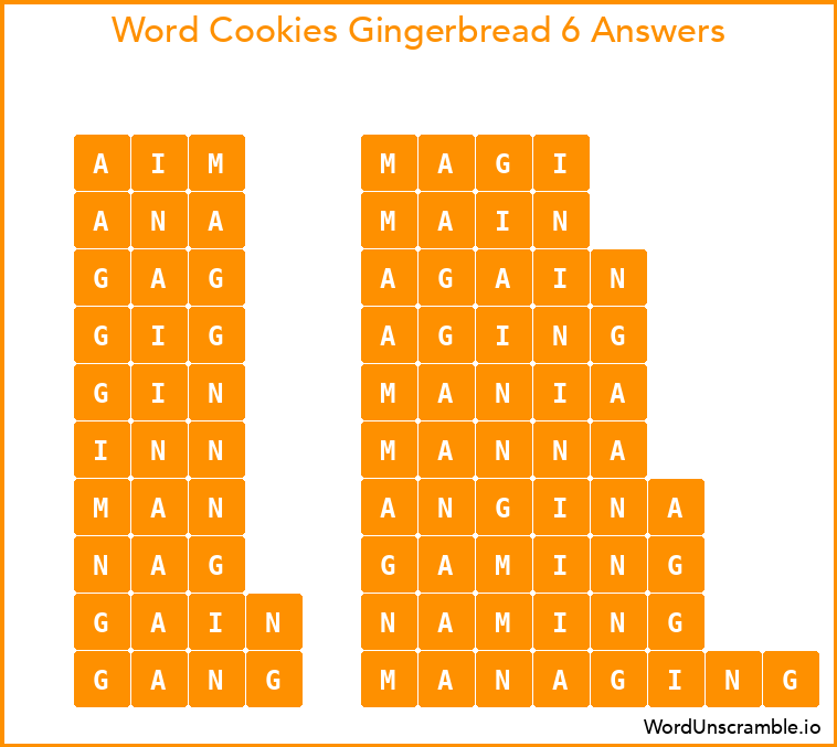 Word Cookies Gingerbread 6 Answers