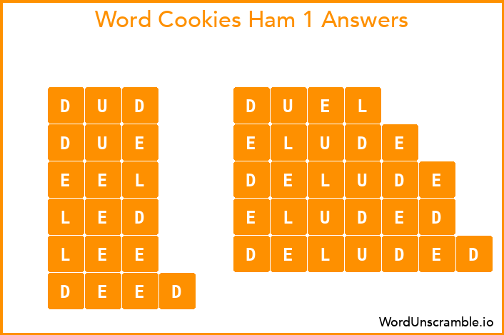Word Cookies Ham 1 Answers