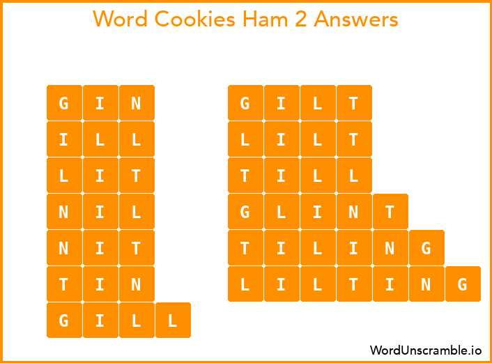 Word Cookies Ham 2 Answers