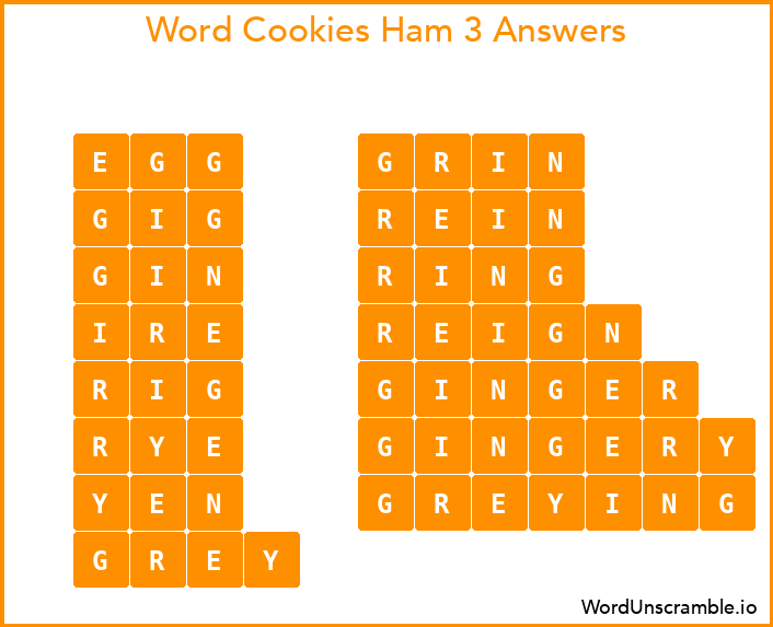 Word Cookies Ham 3 Answers
