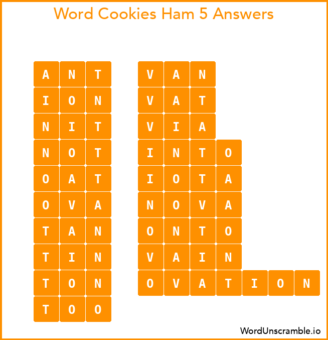 Word Cookies Ham 5 Answers