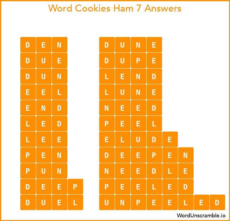 Word Cookies Ham 7 Answers