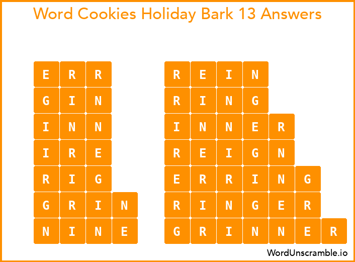 Word Cookies Holiday Bark 13 Answers