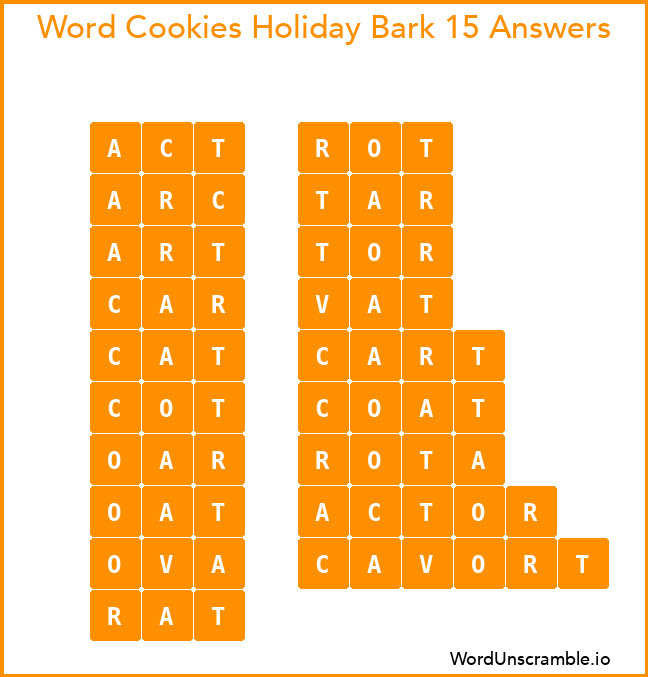 Word Cookies Holiday Bark 15 Answers