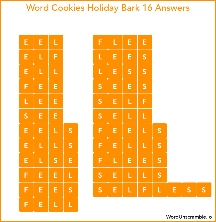 Word Cookies Holiday Bark 16 Answers
