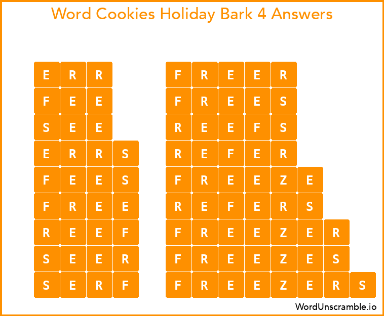 Word Cookies Holiday Bark 4 Answers