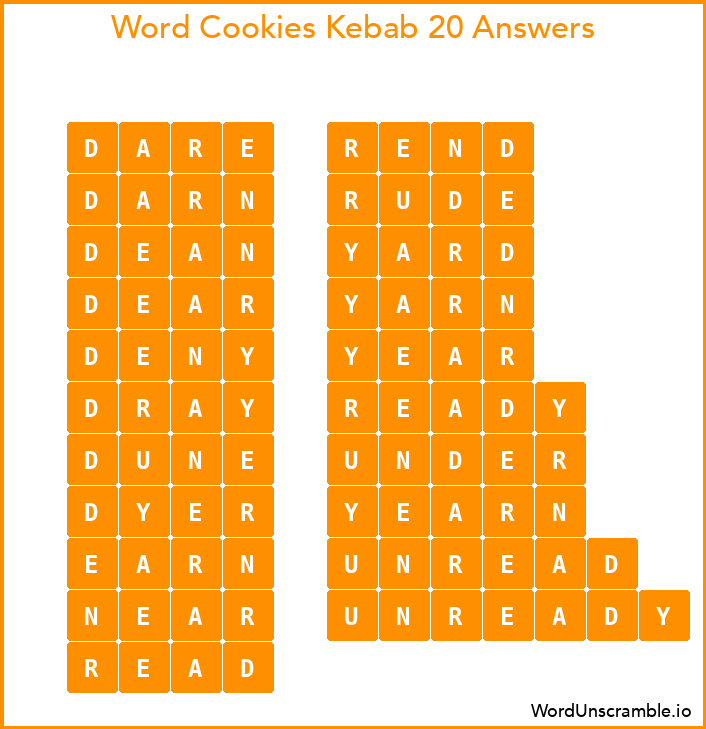 Word Cookies Kebab 20 Answers