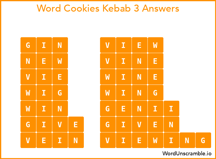 Word Cookies Kebab 3 Answers