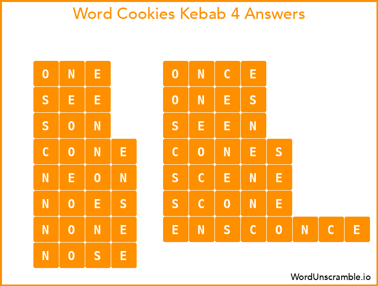 Word Cookies Kebab 4 Answers
