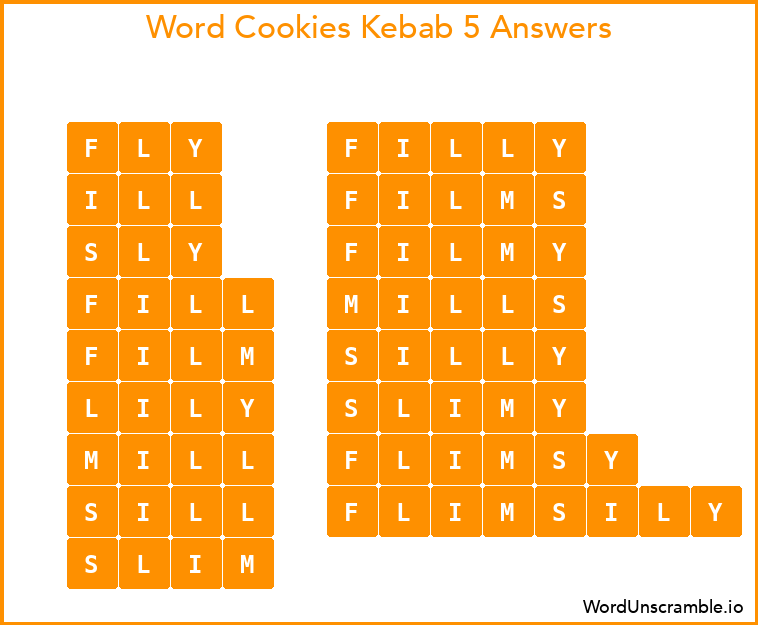 Word Cookies Kebab 5 Answers