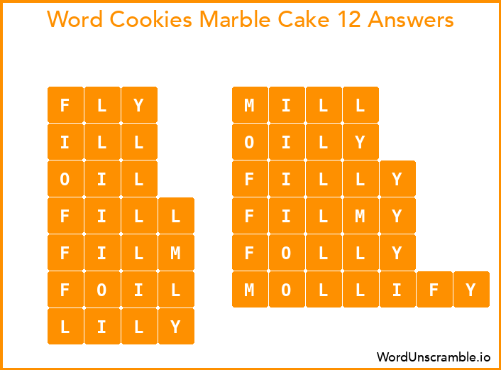 Word Cookies Marble Cake 12 Answers