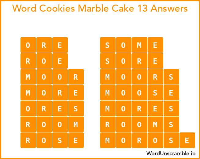 Word Cookies Marble Cake 13 Answers