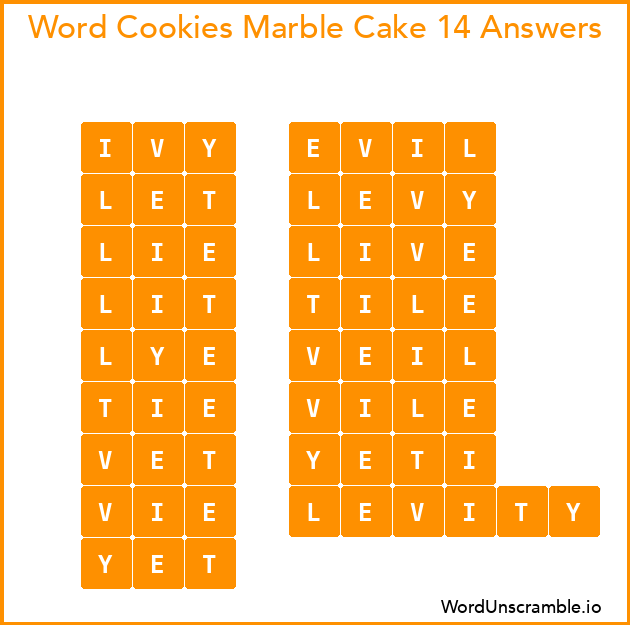 Word Cookies Marble Cake 14 Answers
