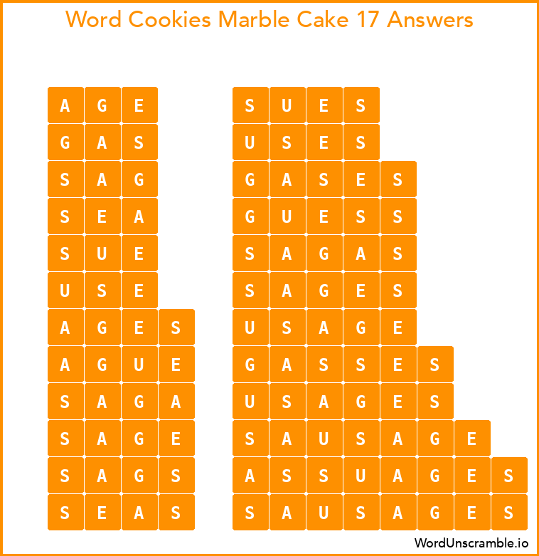 Word Cookies Marble Cake 17 Answers
