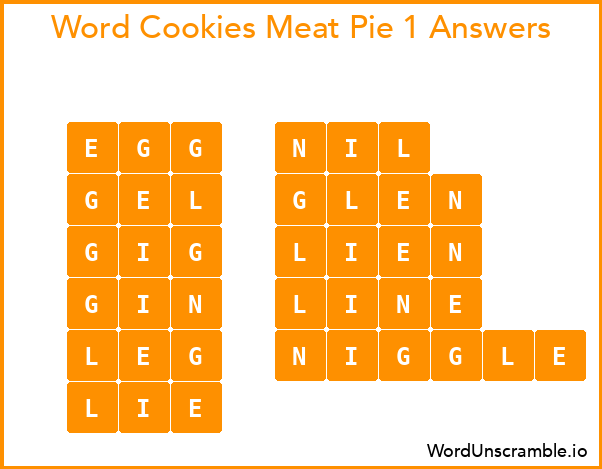 Word Cookies Meat Pie 1 Answers
