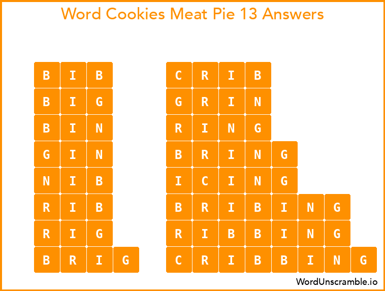 Word Cookies Meat Pie 13 Answers