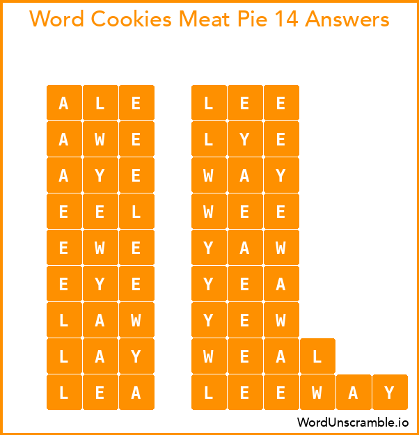 Word Cookies Meat Pie 14 Answers