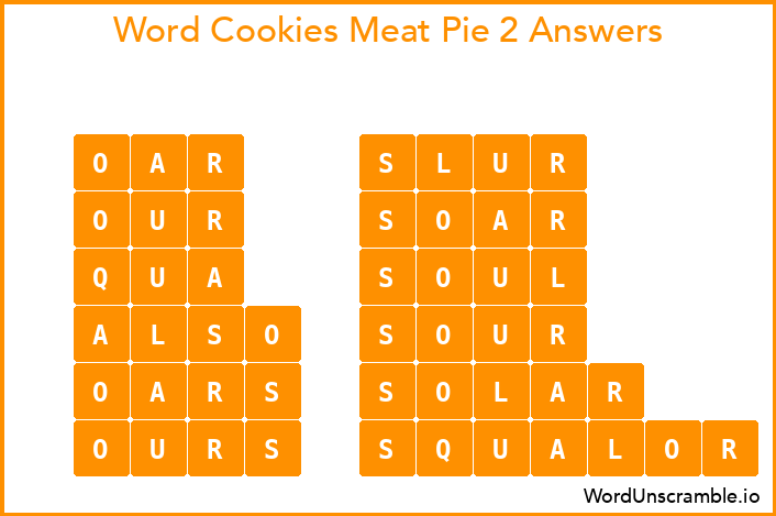 Word Cookies Meat Pie 2 Answers
