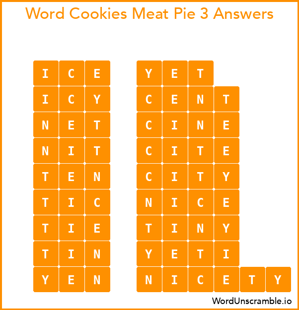 Word Cookies Meat Pie 3 Answers