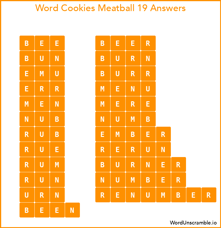 Word Cookies Meatball 19 Answers