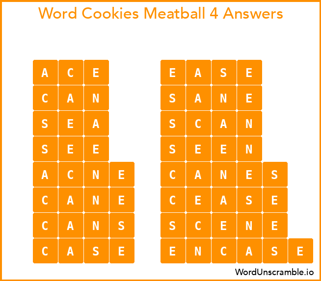 Word Cookies Meatball 4 Answers