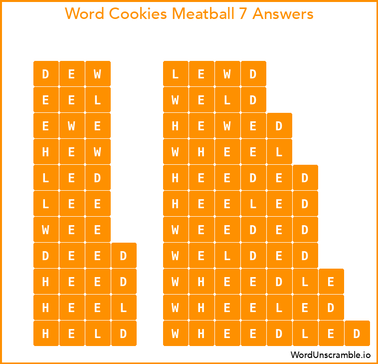 Word Cookies Meatball 7 Answers