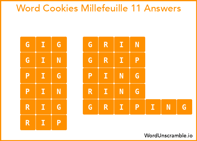 Word Cookies Millefeuille 11 Answers