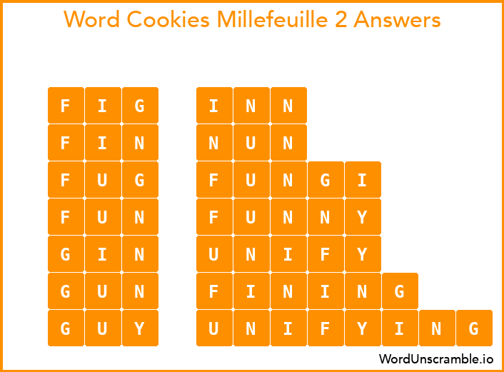 Word Cookies Millefeuille 2 Answers