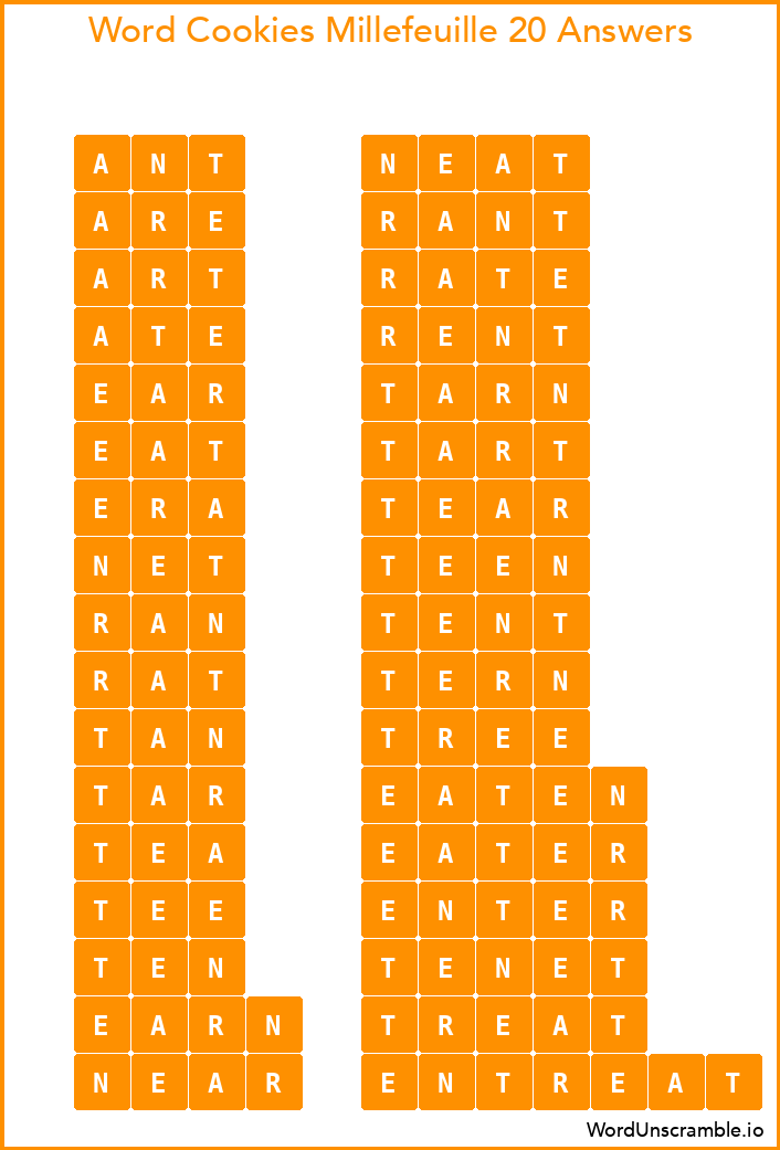 Word Cookies Millefeuille 20 Answers