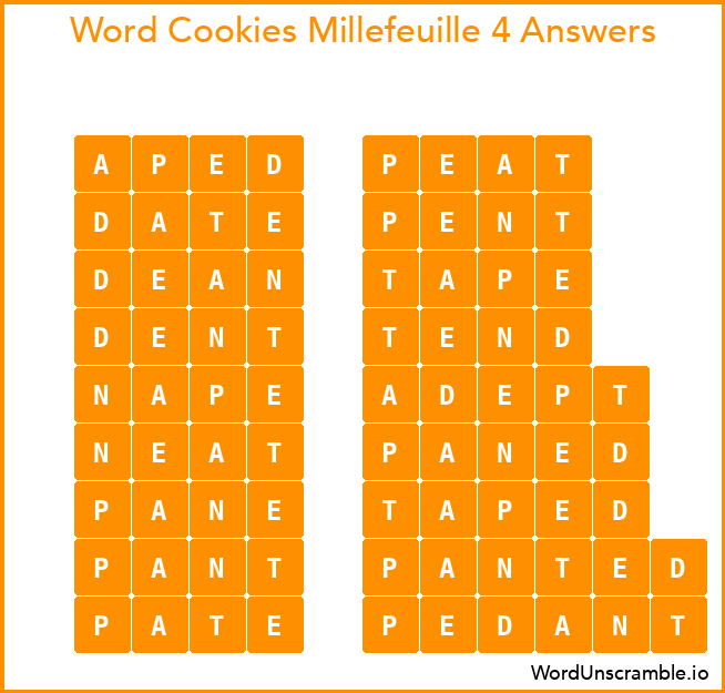 Word Cookies Millefeuille 4 Answers