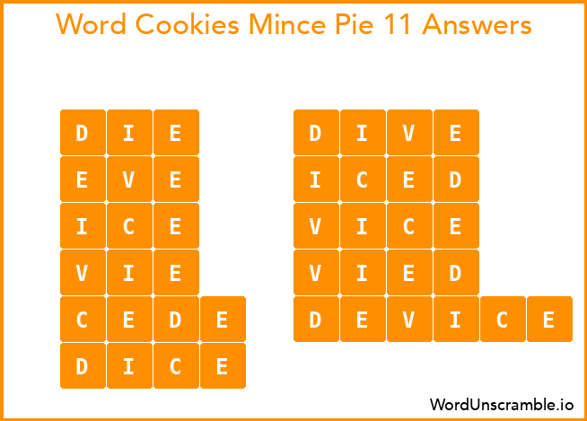 Word Cookies Mince Pie 11 Answers